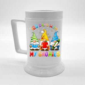 100th Day Of School Gnome Teachers Students 100 Days Smarter Gift Beer Stein