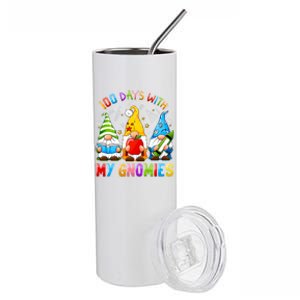 100th Day Of School Gnome Teachers Students 100 Days Smarter Gift Stainless Steel Tumbler