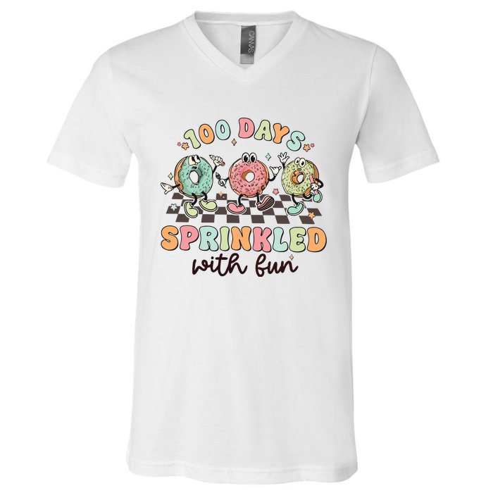 100 Days Of School Teacher Sprinkled With Fun V-Neck T-Shirt