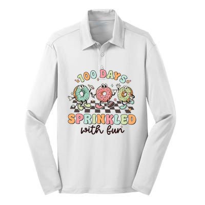 100 Days Of School Teacher Sprinkled With Fun Silk Touch Performance Long Sleeve Polo