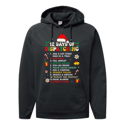 12 Days Of Dispatching Christmas Pajama X Mas Dispatcher Performance Fleece Hoodie