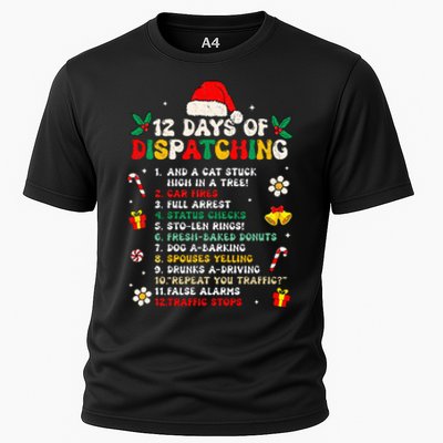 12 Days Of Dispatching Christmas Pajama X Mas Dispatcher Cooling Performance Crew T-Shirt