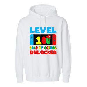 100 Days Of School 100th Day Of School Level Unlocked Garment-Dyed Fleece Hoodie