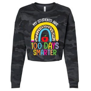 100th Day of School My Students are 100 Days Smarter Teacher Cropped Pullover Crew