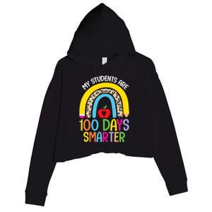 100th Day of School My Students are 100 Days Smarter Teacher Crop Fleece Hoodie