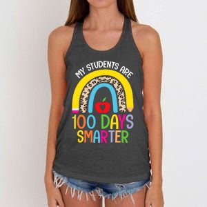 100th Day of School My Students are 100 Days Smarter Teacher Women's Knotted Racerback Tank