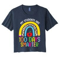 100th Day of School My Students are 100 Days Smarter Teacher Women's Crop Top Tee