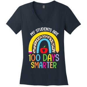 100th Day of School My Students are 100 Days Smarter Teacher Women's V-Neck T-Shirt