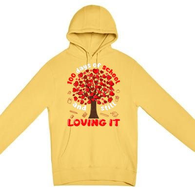 100 Days Of School And I Still Love It Tree Hearts Teacher Gift Premium Pullover Hoodie