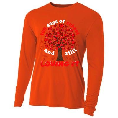 100 Days Of School And I Still Love It Tree Hearts Teacher Gift Cooling Performance Long Sleeve Crew