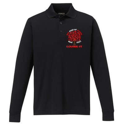 100 Days Of School And I Still Love It Tree Hearts Teacher Gift Performance Long Sleeve Polo