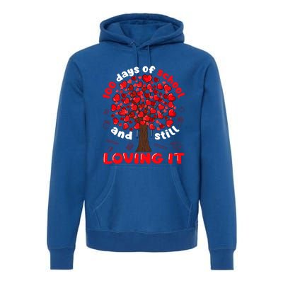 100 Days Of School And I Still Love It Tree Hearts Teacher Gift Premium Hoodie