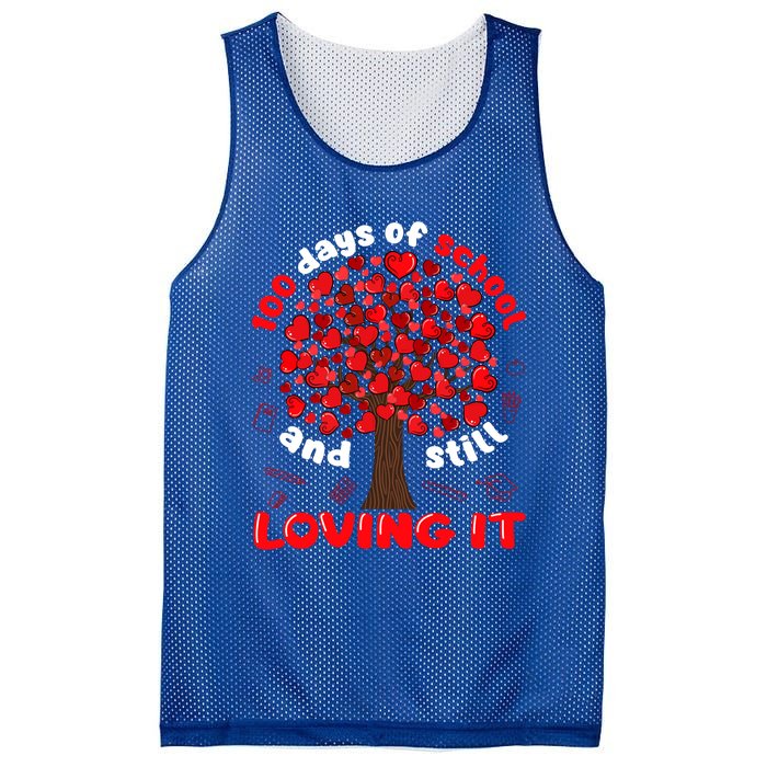 100 Days Of School And I Still Love It Tree Hearts Teacher Gift Mesh Reversible Basketball Jersey Tank