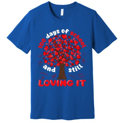 100 Days Of School And I Still Love It Tree Hearts Teacher Gift Premium T-Shirt