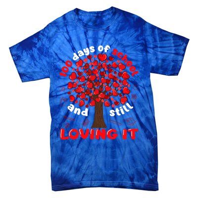 100 Days Of School And I Still Love It Tree Hearts Teacher Gift Tie-Dye T-Shirt