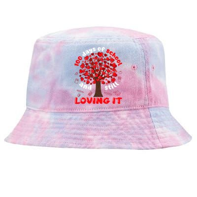 100 Days Of School And I Still Love It Tree Hearts Teacher Gift Tie-Dyed Bucket Hat