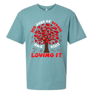 100 Days Of School And I Still Love It Tree Hearts Teacher Gift Sueded Cloud Jersey T-Shirt