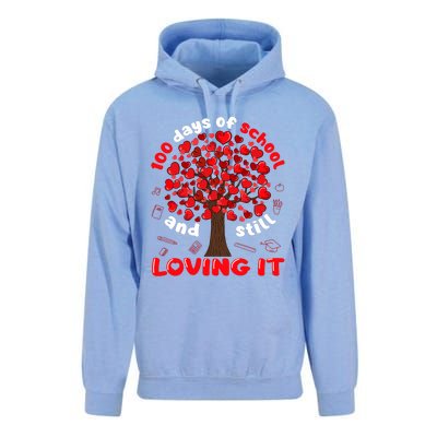 100 Days Of School And I Still Love It Tree Hearts Teacher Gift Unisex Surf Hoodie