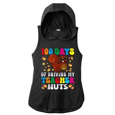 100 Days Of Driving My Teacher Nuts Squirrel Days Of School Ladies PosiCharge Tri-Blend Wicking Draft Hoodie Tank