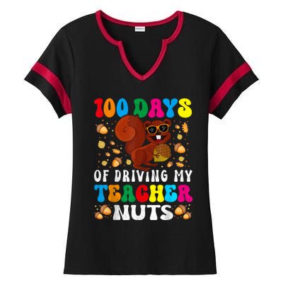 100 Days Of Driving My Teacher Nuts Squirrel Days Of School Ladies Halftime Notch Neck Tee