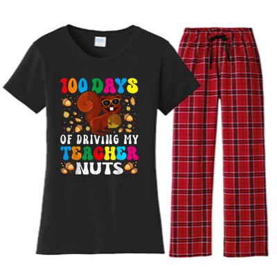 100 Days Of Driving My Teacher Nuts Squirrel Days Of School Women's Flannel Pajama Set