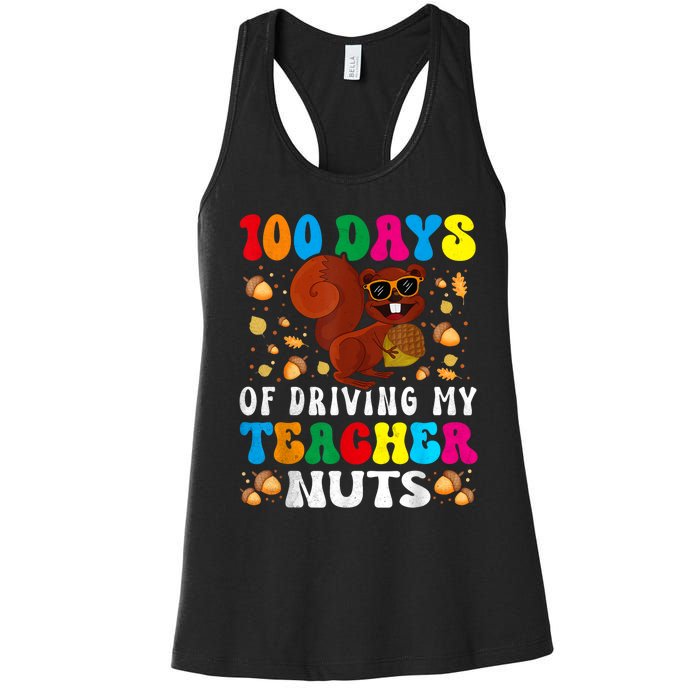 100 Days Of Driving My Teacher Nuts Squirrel Days Of School Women's Racerback Tank