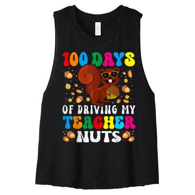 100 Days Of Driving My Teacher Nuts Squirrel Days Of School Women's Racerback Cropped Tank