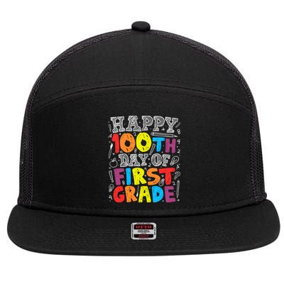 100 Days of School Design 100th Day of 1st Grade Teacher 7 Panel Mesh Trucker Snapback Hat