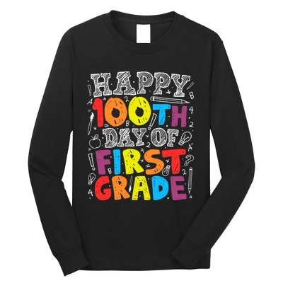 100 Days of School Design 100th Day of 1st Grade Teacher Long Sleeve Shirt