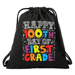 100 Days of School Design 100th Day of 1st Grade Teacher Drawstring Bag