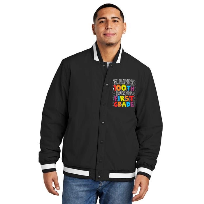 100 Days of School Design 100th Day of 1st Grade Teacher Insulated Varsity Jacket