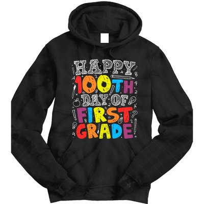 100 Days of School Design 100th Day of 1st Grade Teacher Tie Dye Hoodie