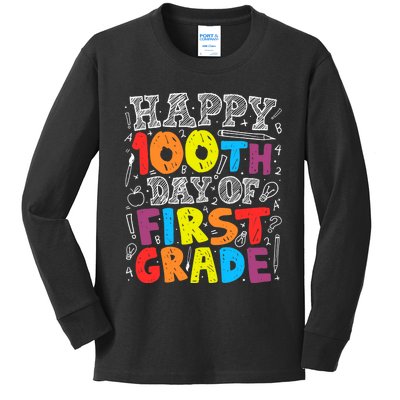 100 Days of School Design 100th Day of 1st Grade Teacher Kids Long Sleeve Shirt