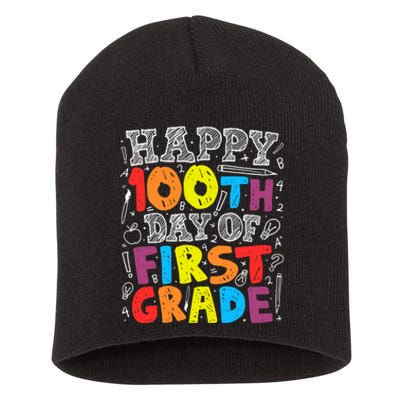 100 Days of School Design 100th Day of 1st Grade Teacher Short Acrylic Beanie