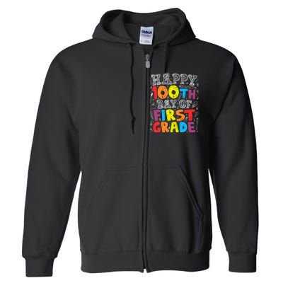 100 Days of School Design 100th Day of 1st Grade Teacher Full Zip Hoodie