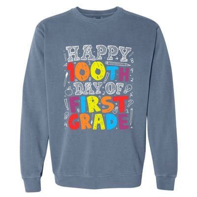 100 Days of School Design 100th Day of 1st Grade Teacher Garment-Dyed Sweatshirt