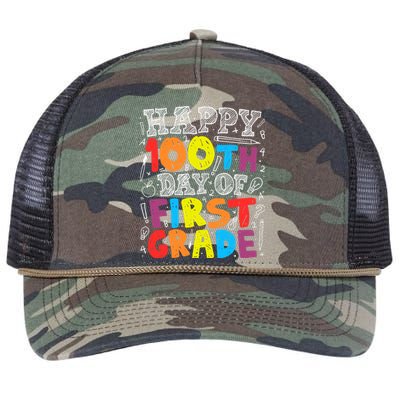 100 Days of School Design 100th Day of 1st Grade Teacher Retro Rope Trucker Hat Cap