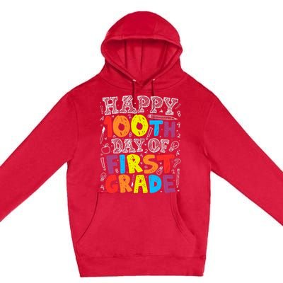 100 Days of School Design 100th Day of 1st Grade Teacher Premium Pullover Hoodie