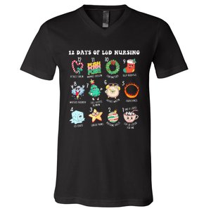 12 Days Of L&D Unit Nursing Labor & Delivery Nurse Christmas V-Neck T-Shirt