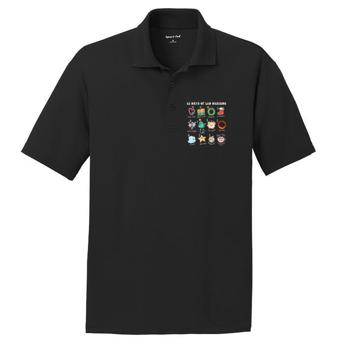 12 Days Of L&D Unit Nursing Labor & Delivery Nurse Christmas PosiCharge RacerMesh Polo