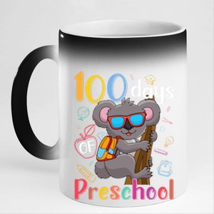 100 Days Of Preschool Koala 100Th Day School Preschool Gift 11oz Black Color Changing Mug