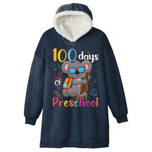 100 Days Of Preschool Koala 100Th Day School Preschool Gift Hooded Wearable Blanket