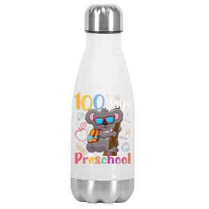 100 Days Of Preschool Koala 100Th Day School Preschool Gift Stainless Steel Insulated Water Bottle