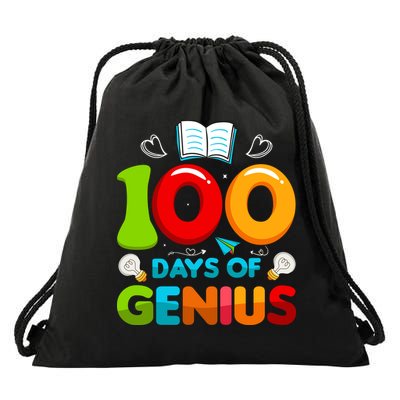 100 Days Of Genius Funny 100th Days Of School Drawstring Bag