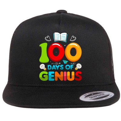 100 Days Of Genius Funny 100th Days Of School Flatbill Hat