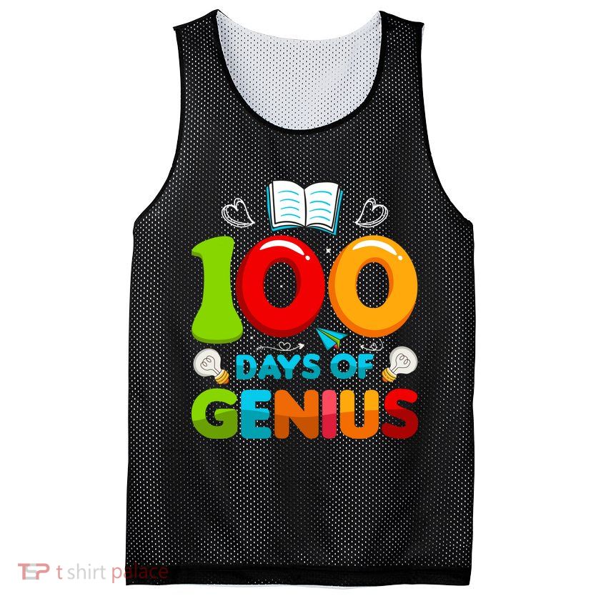 100 Days Of Genius Funny 100th Days Of School Mesh Reversible Basketball Jersey Tank
