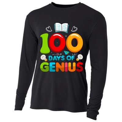 100 Days Of Genius Funny 100th Days Of School Cooling Performance Long Sleeve Crew