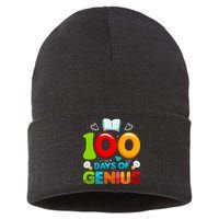100 Days Of Genius Funny 100th Days Of School Sustainable Knit Beanie
