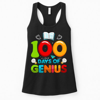 100 Days Of Genius Funny 100th Days Of School Womens Tank Top