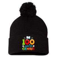 100 Days Of Genius Funny 100th Days Of School Pom Pom 12in Knit Beanie